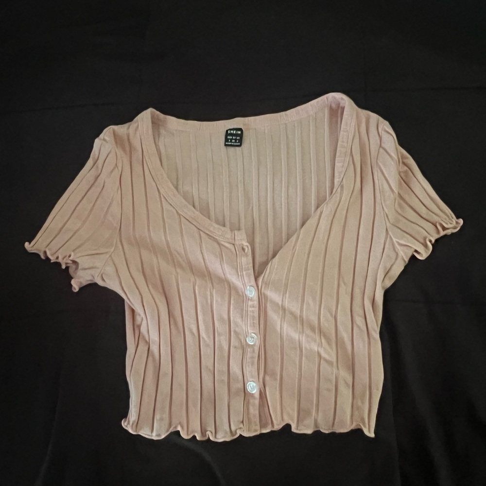 Women's Ribbed Pink Top - Picture 2 of 2